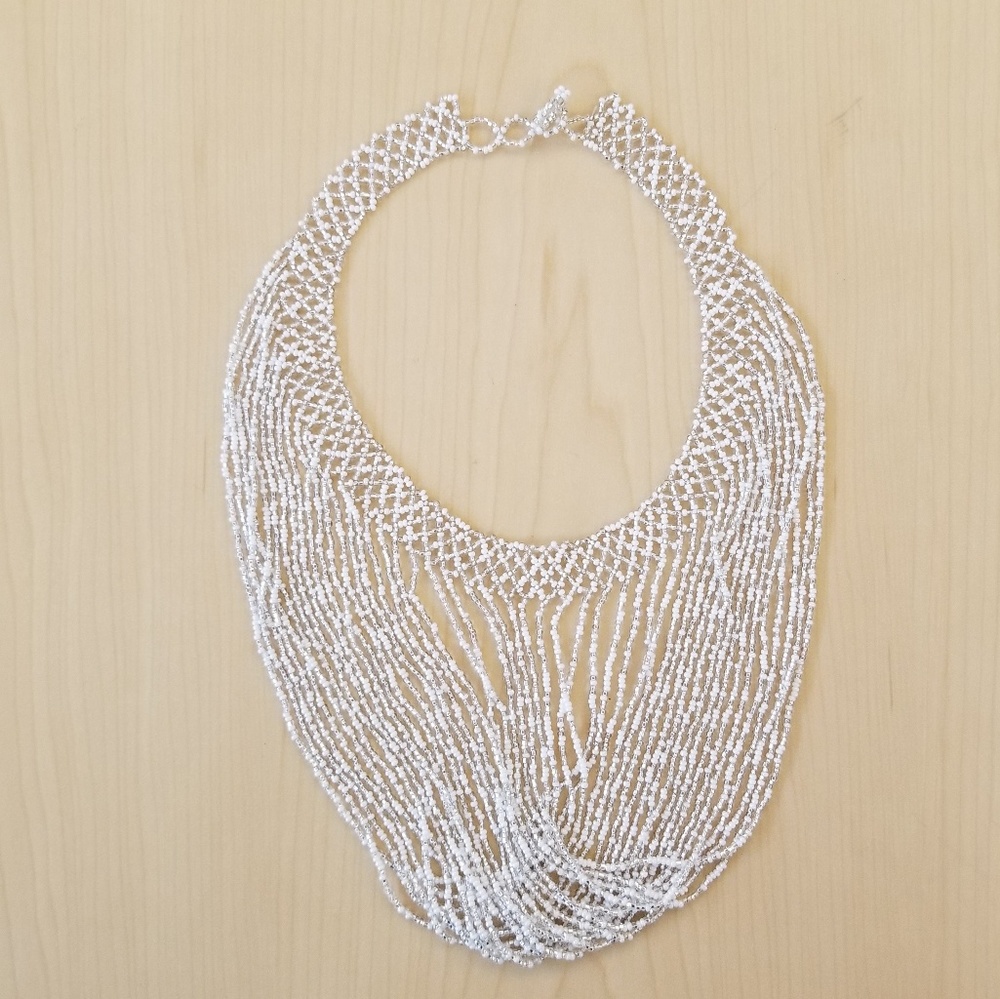 Shimmy Handmade Beaded White Necklace